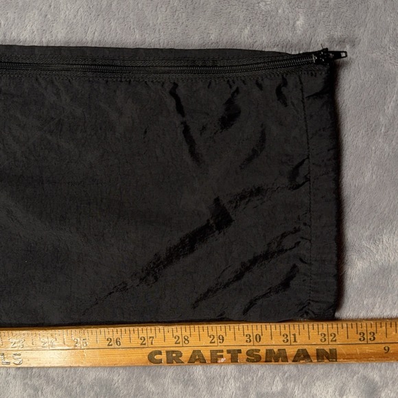 VTG Nike Pants Mens L Black Swoosh Windbreaker Track Baggy Straight Ankle Zip - Picture 11 of 12